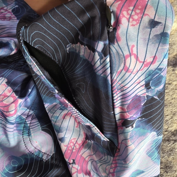 Women’s Patterned Active Shorts - Black with Blue & Pink - Picture 7 of 7